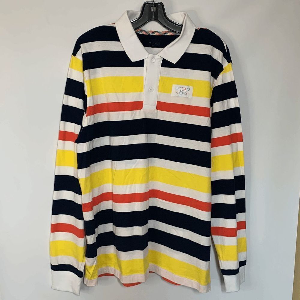 Ocean Coast Cotton Long Sleeve Collared Top Size Large
